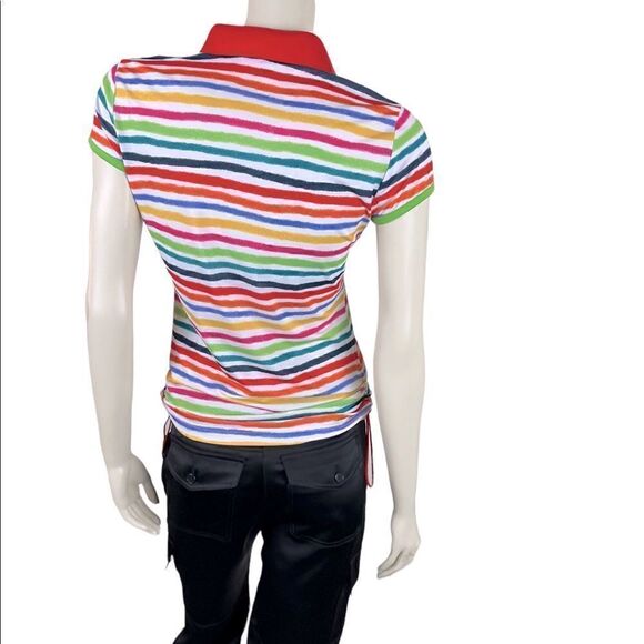Highly Desired Louis Castel Striped Golf Polo with Ruching on Sides Worn Once - Picture 5 of 8